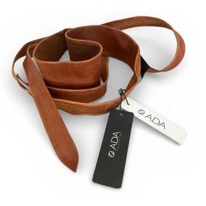 $120 New ADA Collection 100% LEATHER Wrap Belt Women's O/S ONE SIZE Cognac Brown